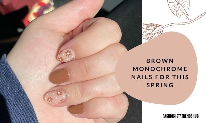 brown monochrome nails for this spring