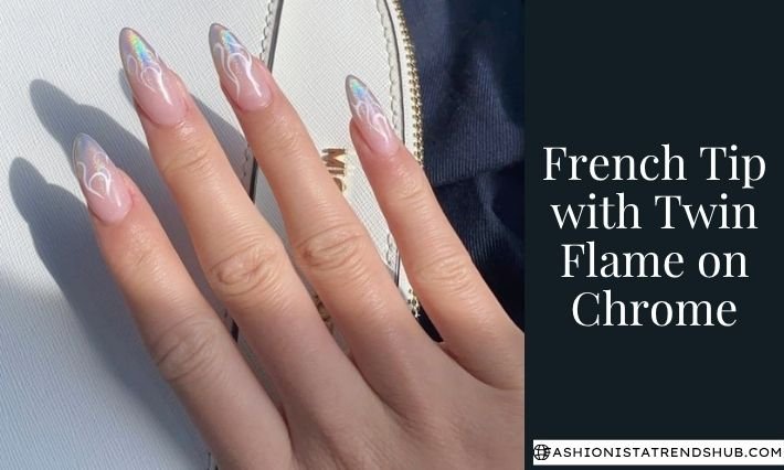 french tip with twin flame on chrome