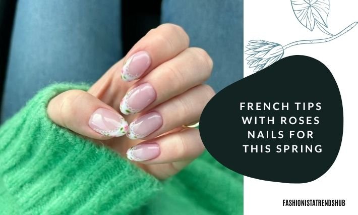 french tips with roses