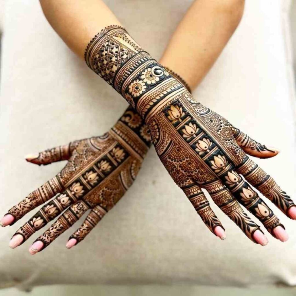 Lotus Mehndi Design Back Hand
