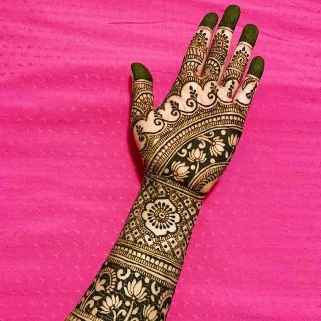Lotus Mehndi Design Front Hand