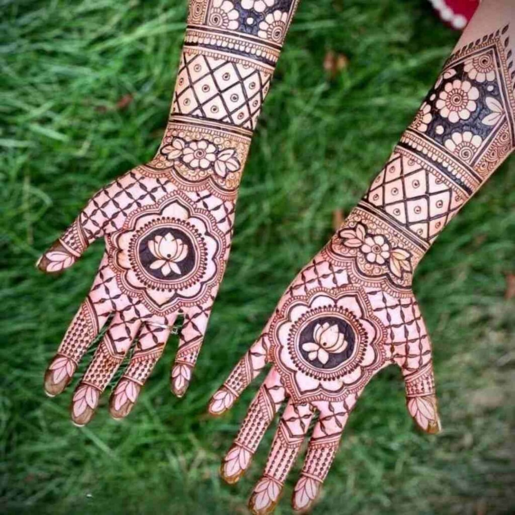 Unique Lotus Flower Mehndi Design