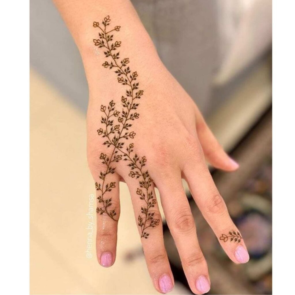 Delicate Floral Vines Mehndi Design for Back Hand