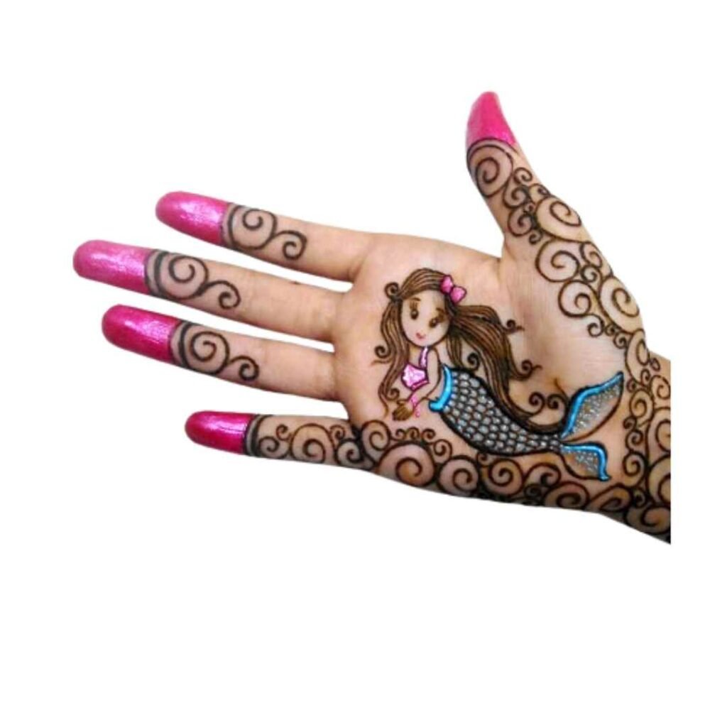 Fish Motif Mehndi Designs for Kids Front Hand
