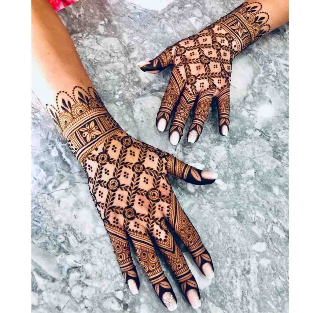 Floral with Spaces Mehndi Design for Back Hand
