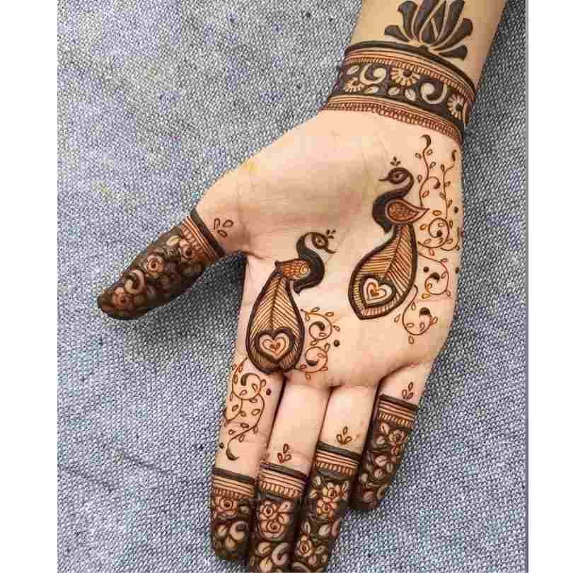 Peacock Mehndi Designs for Kids Front Hand