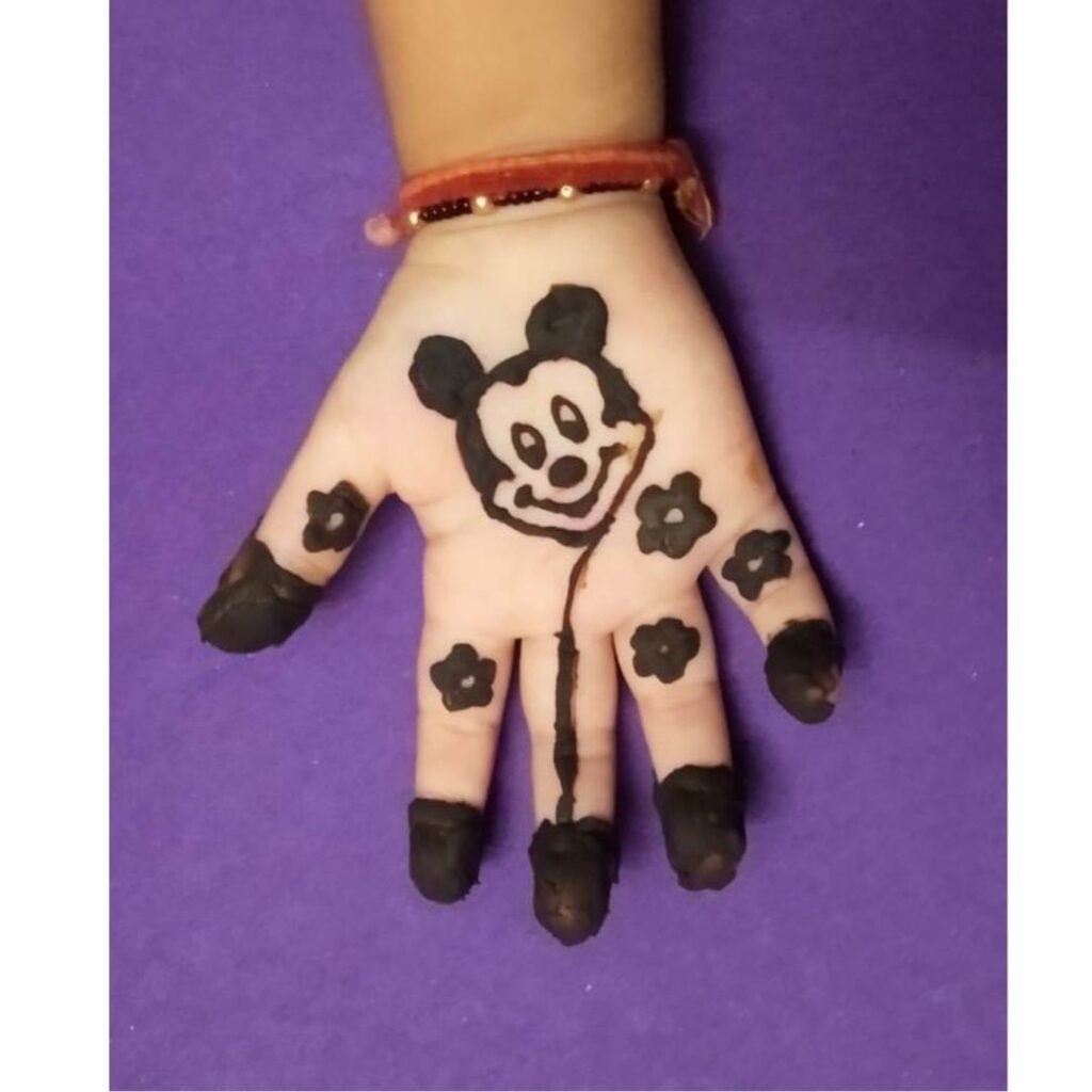 Smilies and Cartoon Faces Mehndi Design for Kids