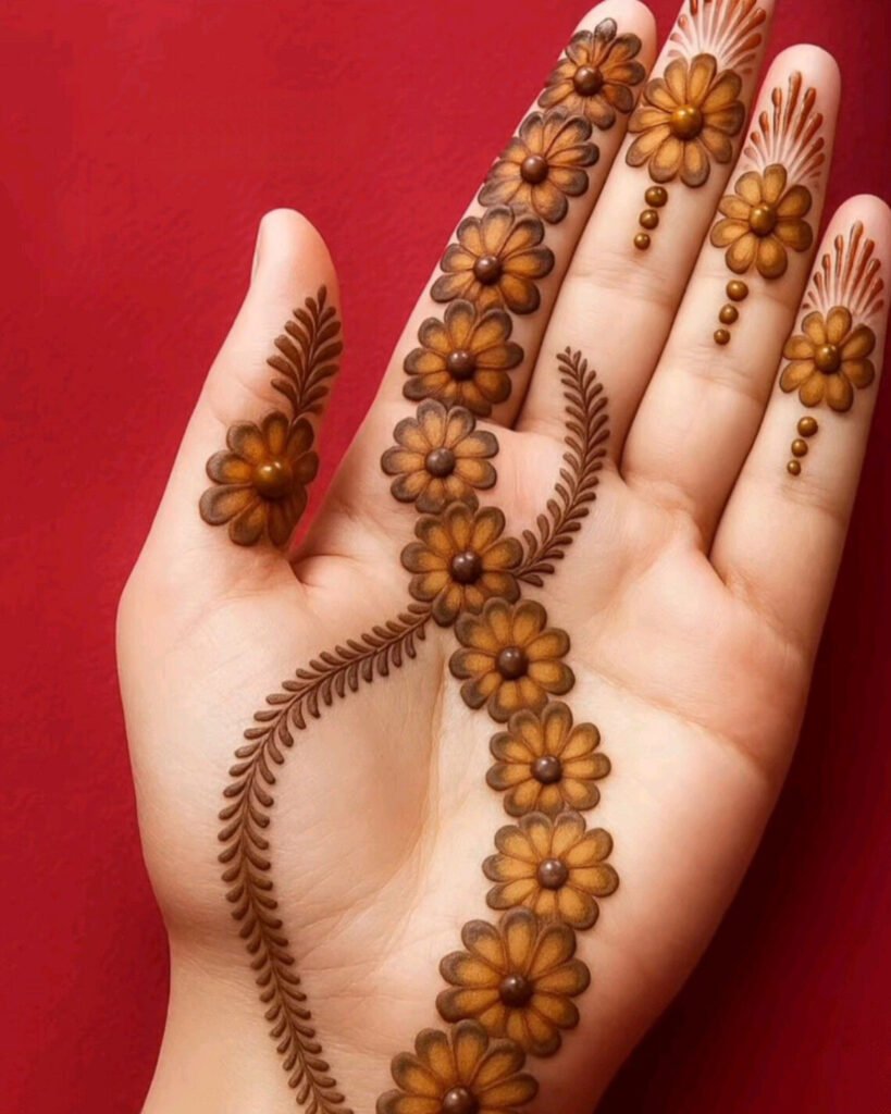 Bharva Finger Flower Mehndi Design