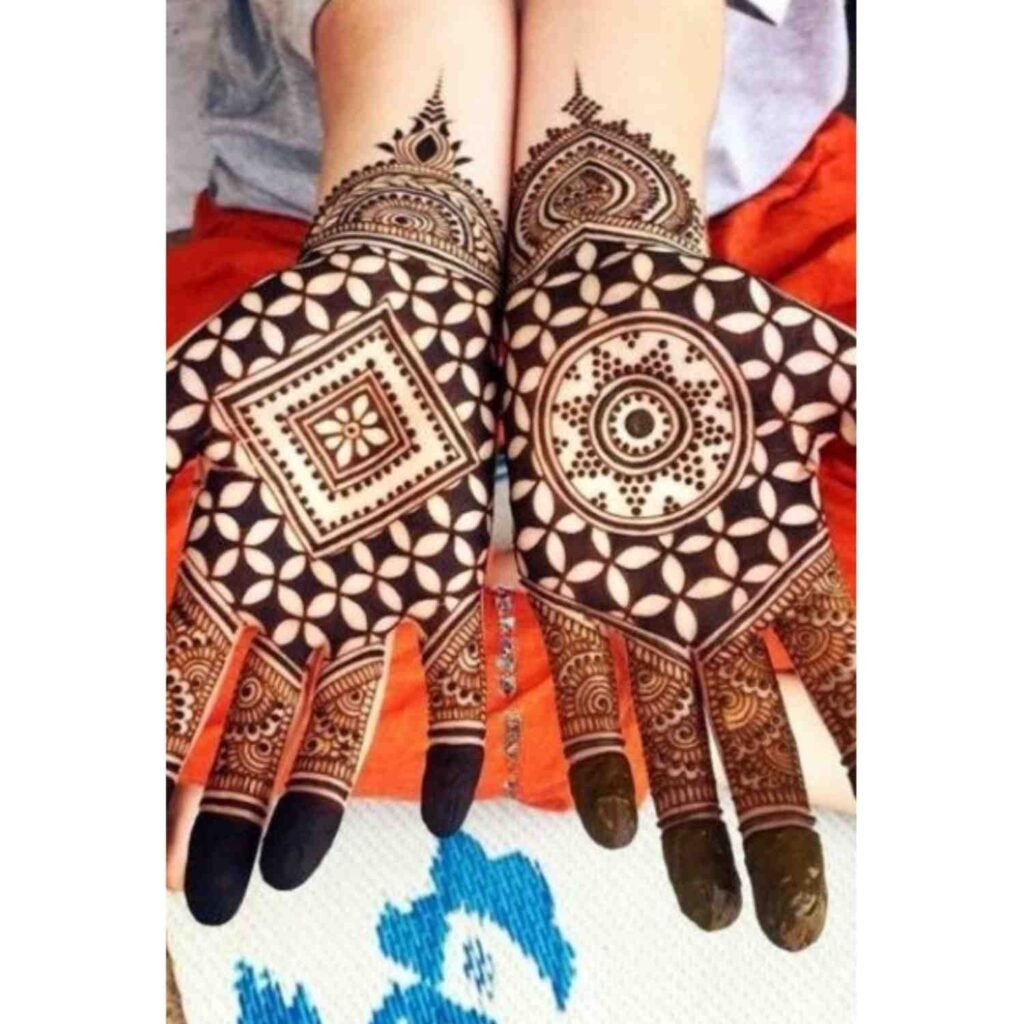 Bold Geometric Glam Mehndi Design