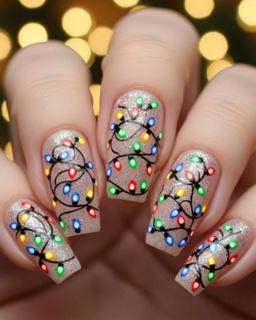 Christmas Nails Acrylic Coffin Simple