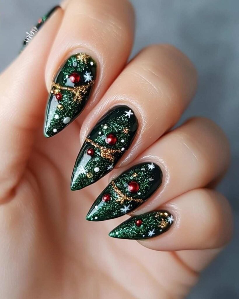 Christmas Tree Nail Ornaments