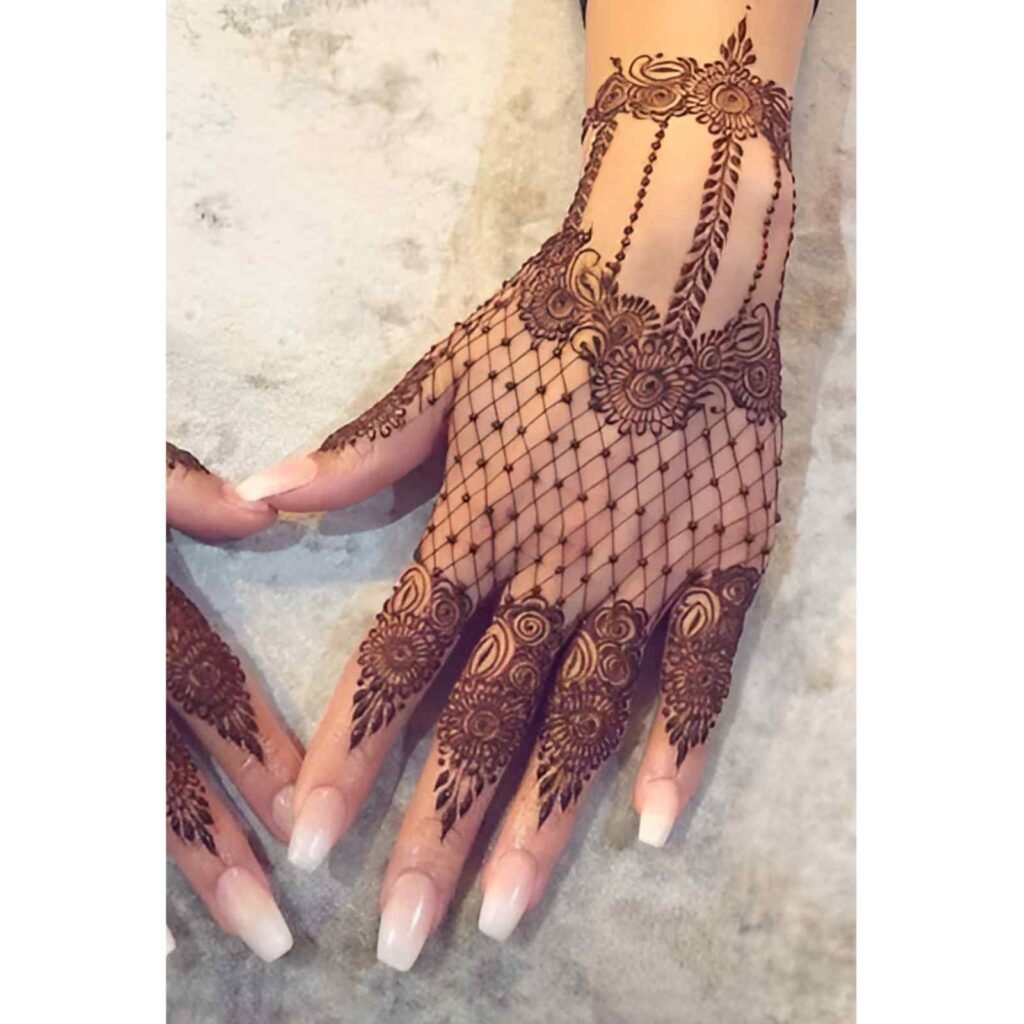 Elegant Net Pattern Mehndi Design