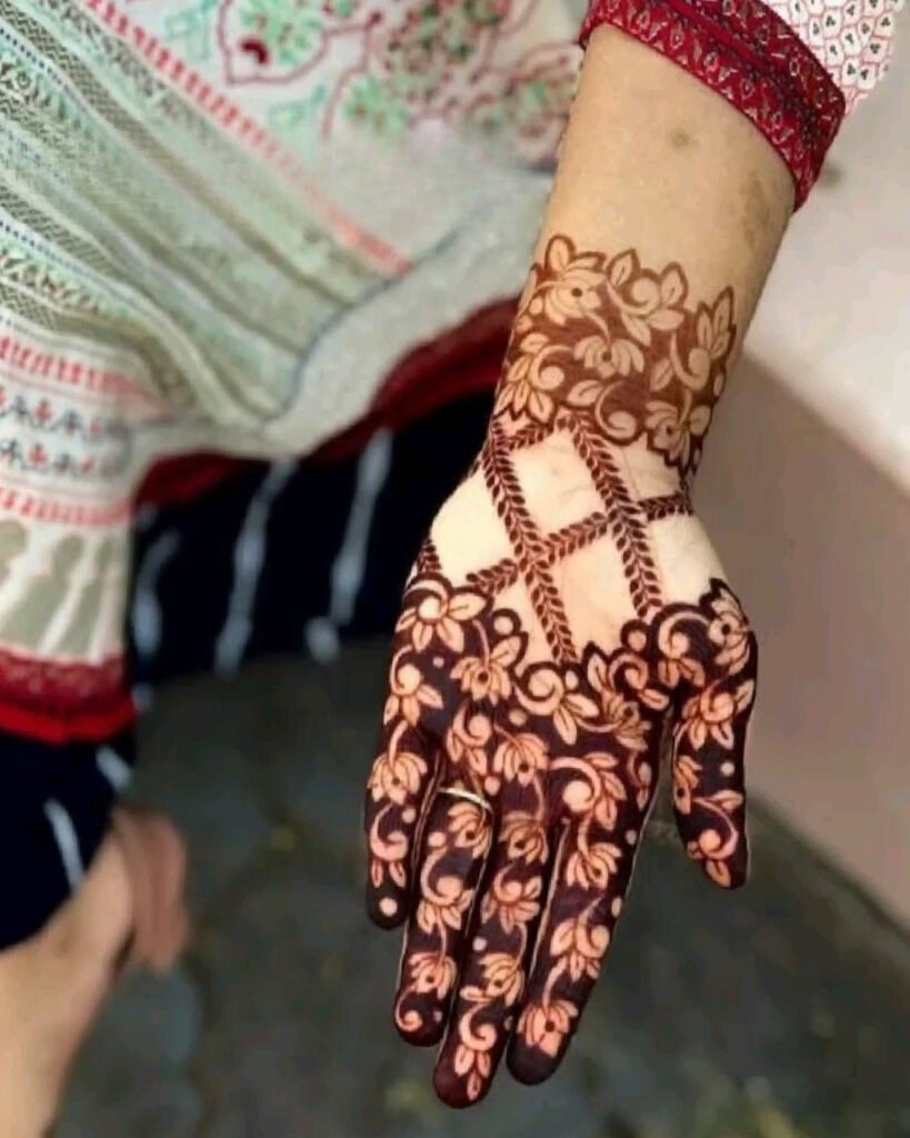Elegant Rose Mehndi Paired with Lotus Motifs