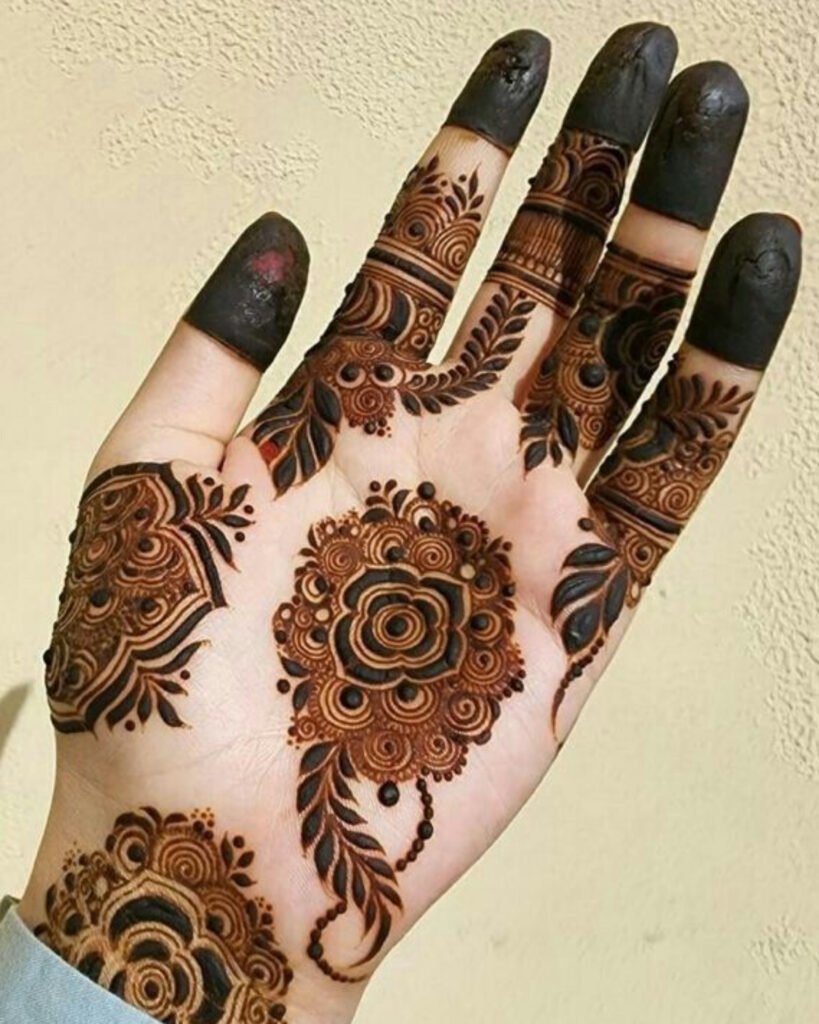 Full Rose Motif Mehendi Design On The Back Of the Hand