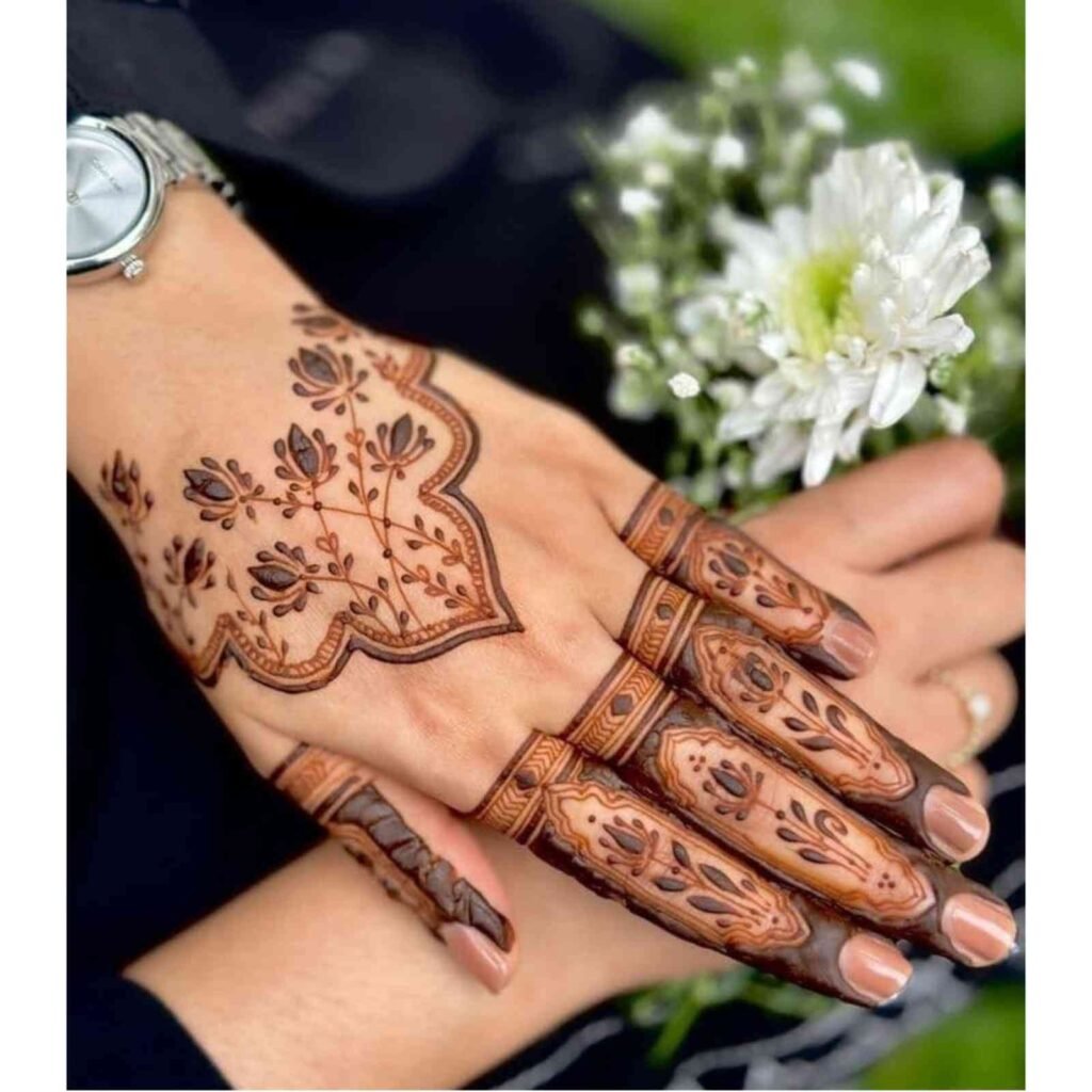 Lotus Back Hand Mehndi