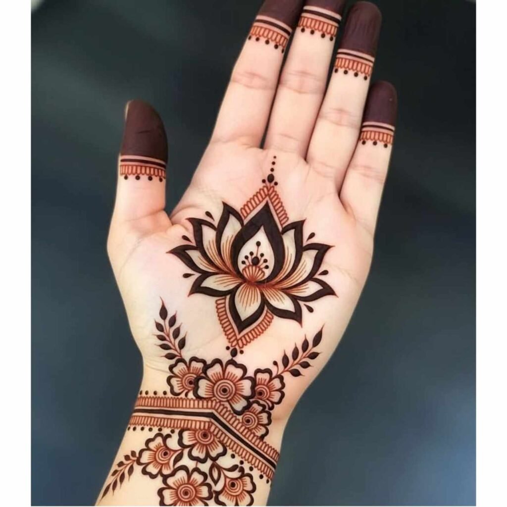Lotus Motif Front Hand Mehndi Design