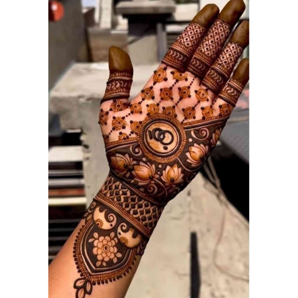 Multi-Pattern Engagement Mehndi Designs for Bride