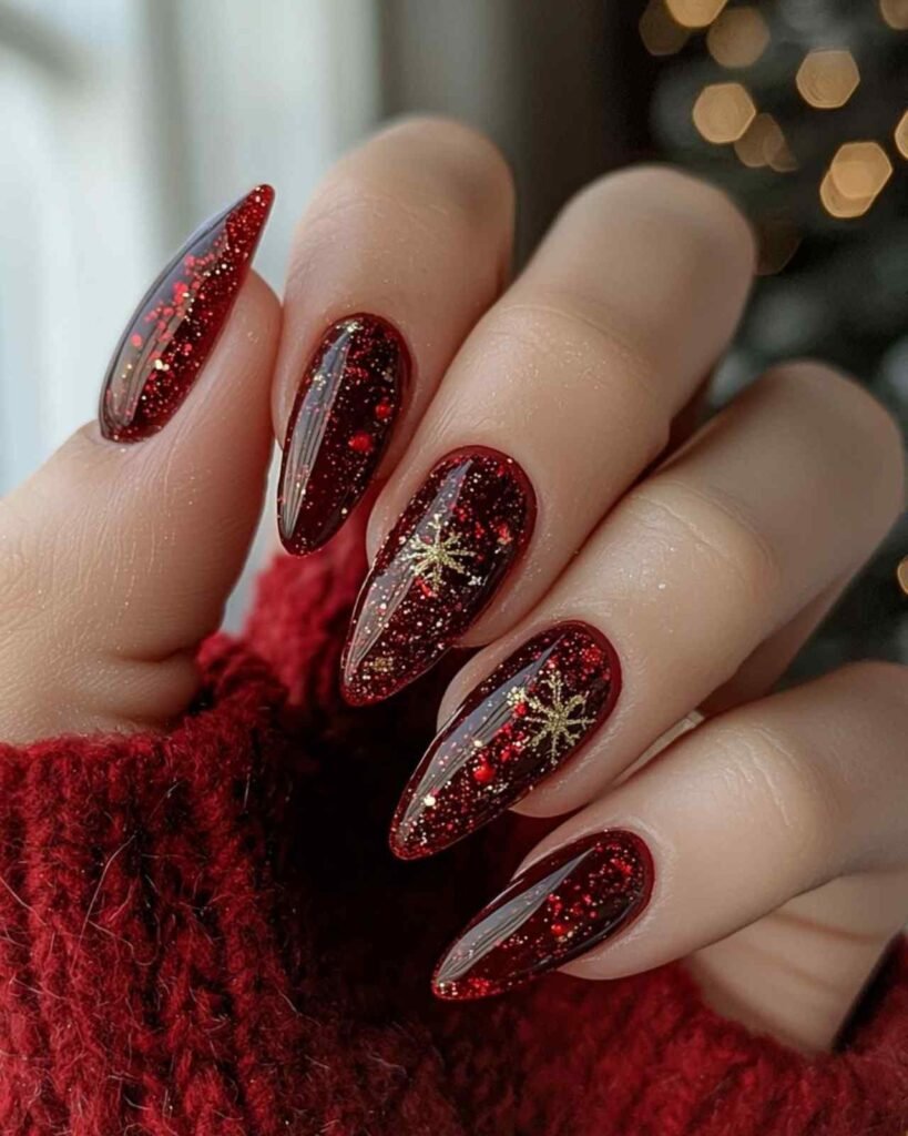 Pink Christmas Nails Almond