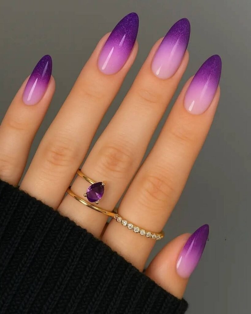 Purple Glitter Ombre Nails Simple
