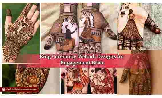 Ring Ceremony Mehndi Designs for Engagement Bride