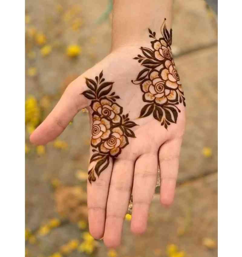 Rose Flower Simple Mehndi Design Flower Front Hand