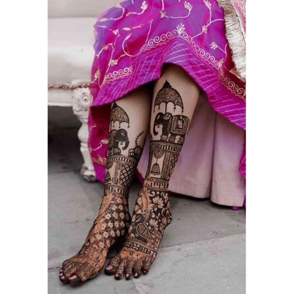 Simple Elephant Mehndi Design for the Foot