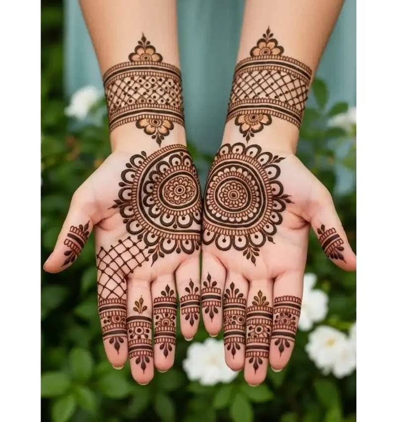 Simple Flower Mehndi Designs for Front Hands