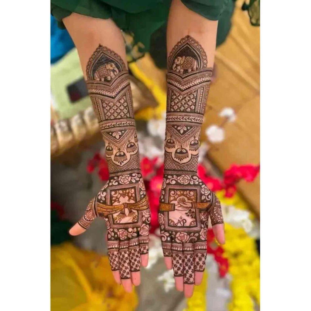 Traditional Ring Mehndi Design for Full Hand