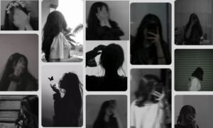 aesthetic hidden face girl pic black and white