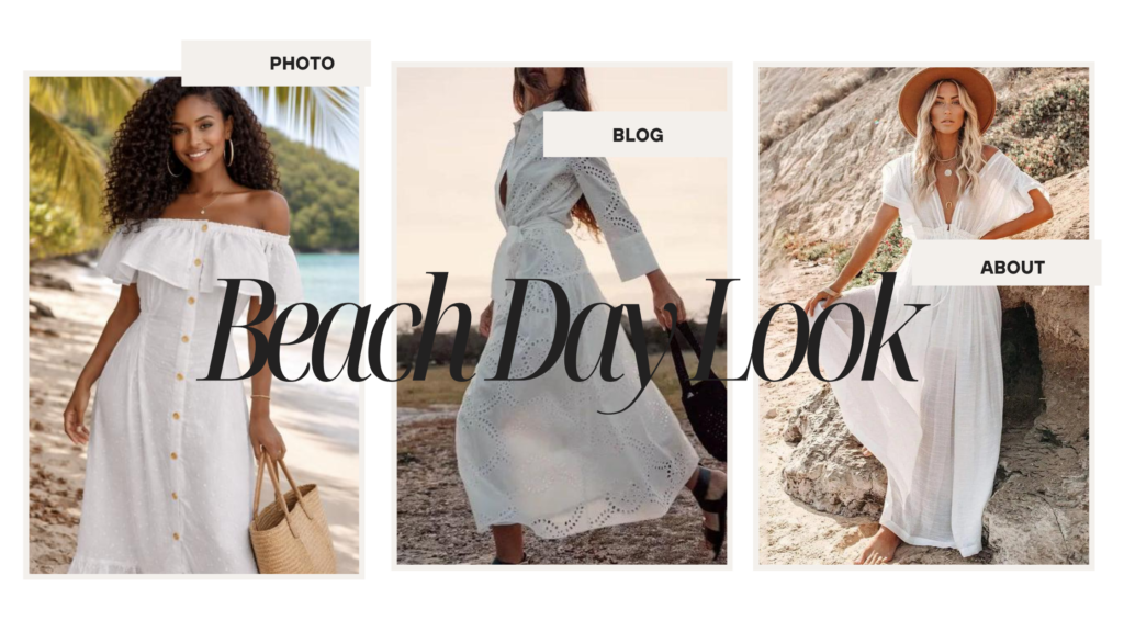 Woman wearing a white broderie anglaise midi dress on a beach during summer