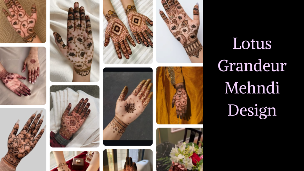 Lotus Grandeur bridal mehndi design with bold lotus flowers, floral shading, and luxurious finger detailing.
