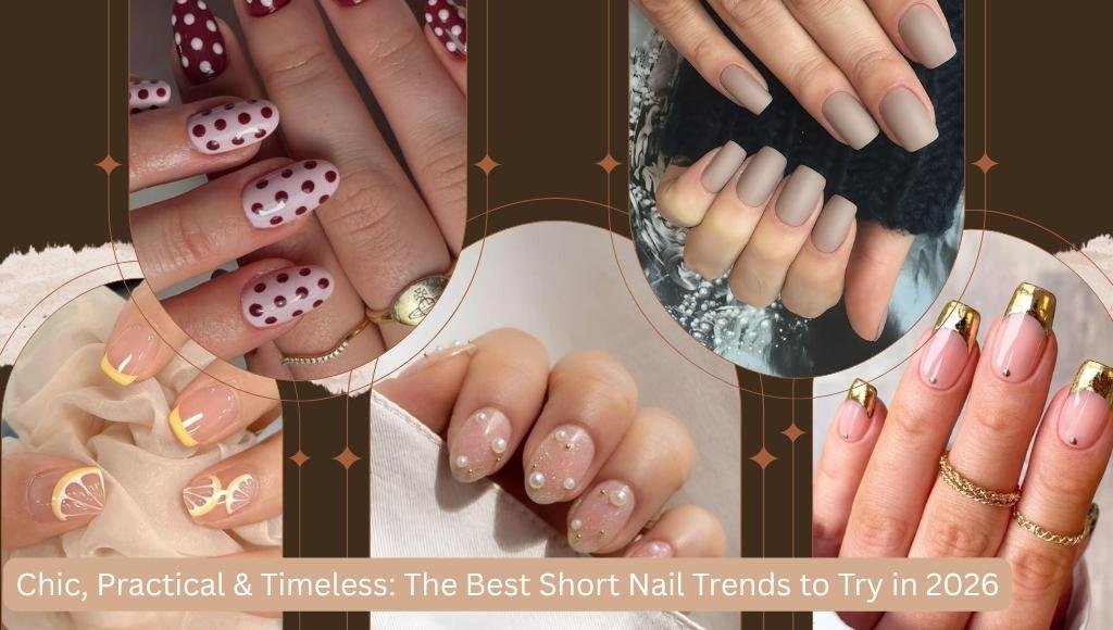 Trendy short nail manicure ideas with blush ombré, cherry red, glazed jelly, and minimalist designs.