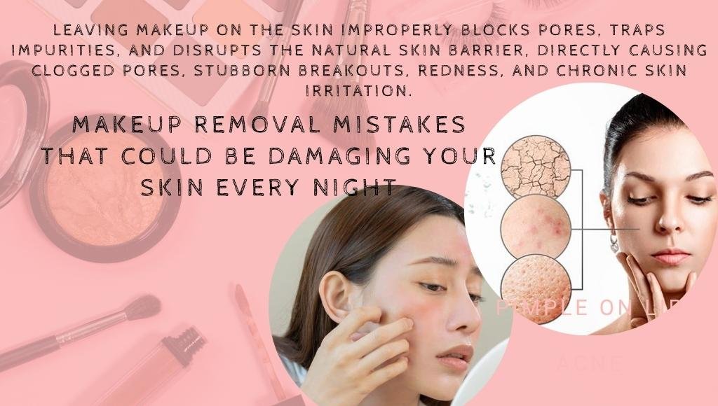 Common makeup removal mistakes that can cause clogged pores, redness and skin irritation