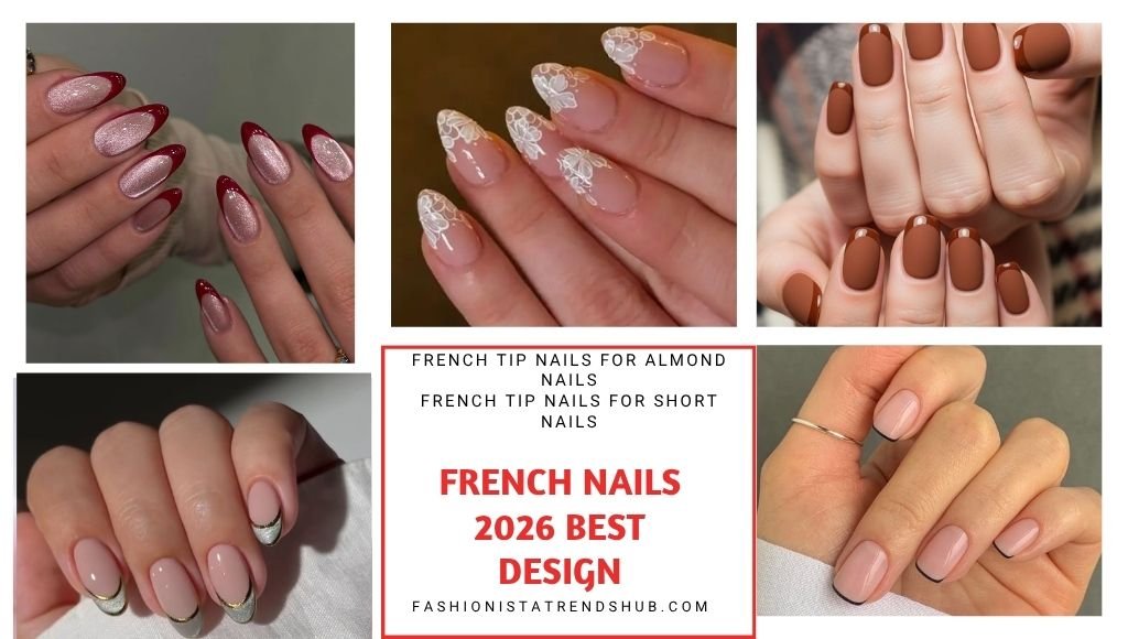 Micro French manicure, double band, floral lace, velvet cat eye and matte glossy contrast French tip nails